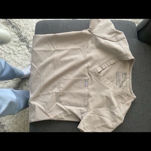 FIGS tan scrub set - high waisted yola pants and Catarina scrub top XXS